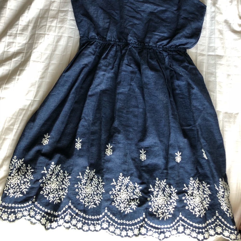 Blue jean embroidered halter top dress
